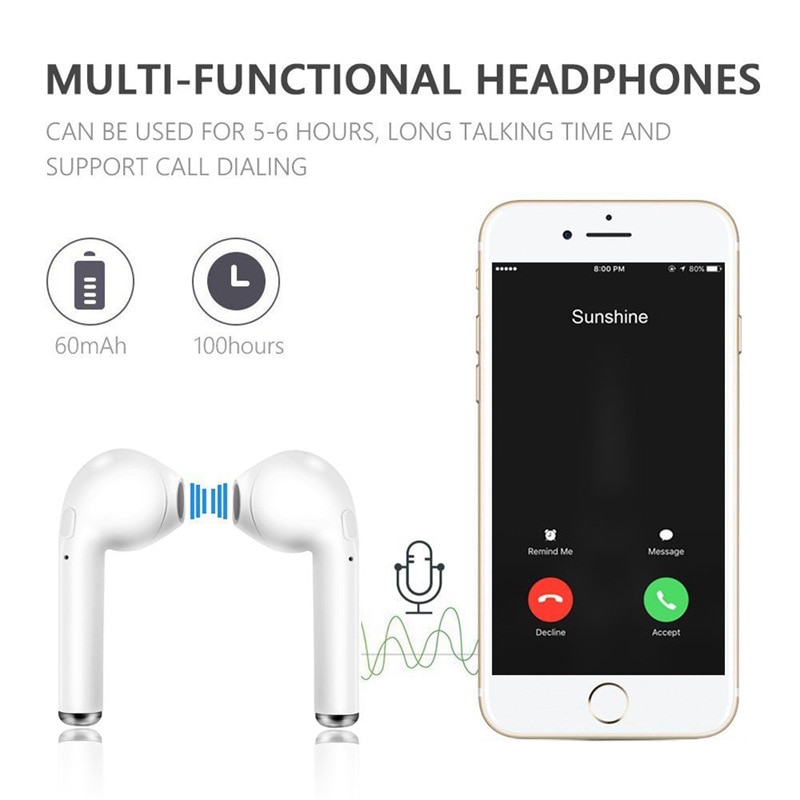 Hot Sale I7s TWS Bluetooth Earphone For All Smart Phone Sport headphones Stereo Earbud Wireless Bluetooth Earphones In-ear