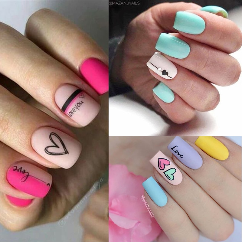 1Sheet Love English Letters Flower Design 3D Nail Sticker Sexy Girl Theme Nail Water Decal Stickers Decoration Manicures