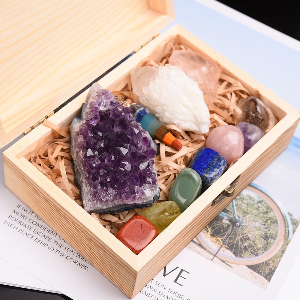 Natural Healing Stones with Wooden Box Natural Healing Stones with Wooden Box