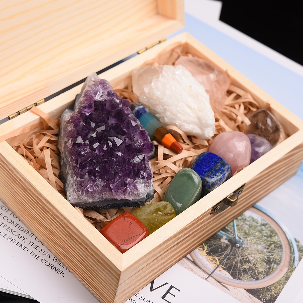 Natural Healing Stones with Wooden Box Natural Healing Stones with Wooden Box