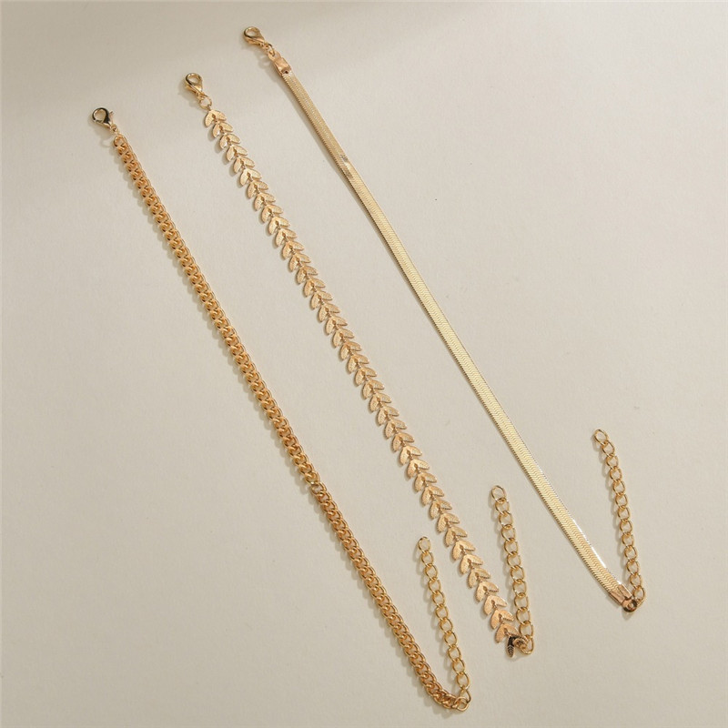 Simple Chain Anklet for Women 3 pcs Set