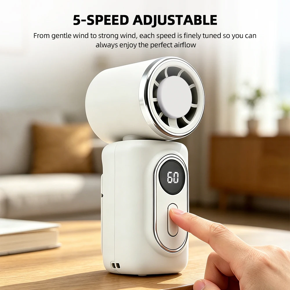 Portable Mini Handheld High Speed Mute Fan 5 Speed Adjustable Clip On Design Pocket Fan for Outdoor Travel Camping Commute Portable Mini Handheld High Speed Mute Fan 5 Speed Adjustable Clip On Design Pocket Fan for Outdoor Travel Camping Commute
