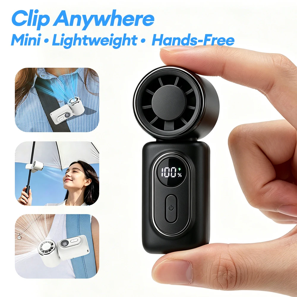 Portable Mini Handheld High Speed Mute Fan 5 Speed Adjustable Clip On Design Pocket Fan for Outdoor Travel Camping Commute Portable Mini Handheld High Speed Mute Fan 5 Speed Adjustable Clip On Design Pocket Fan for Outdoor Travel Camping Commute