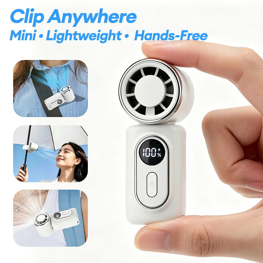 Portable Mini Handheld High Speed Mute Fan 5 Speed Adjustable Clip On Design Pocket Fan for Outdoor Travel Camping Commute Portable Mini Handheld High Speed Mute Fan 5 Speed Adjustable Clip On Design Pocket Fan for Outdoor Travel Camping Commute