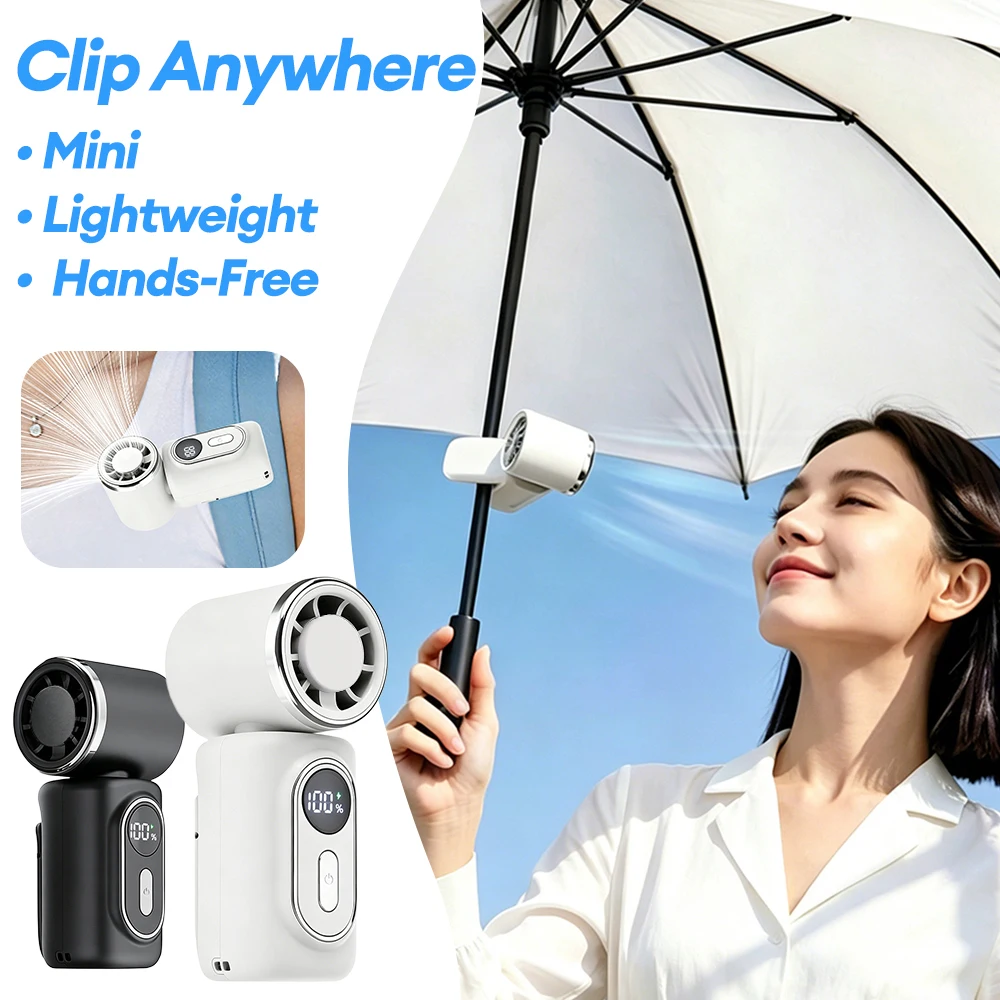Portable Mini Handheld High Speed Mute Fan 5 Speed Adjustable Clip On Design Pocket Fan for Outdoor Travel Camping Commute Portable Mini Handheld High Speed Mute Fan 5 Speed Adjustable Clip On Design Pocket Fan for Outdoor Travel Camping Commute